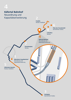 Baumaßnahme am Bahnhof Käfertal im Rahmen des Konversionsnetz Mannheim