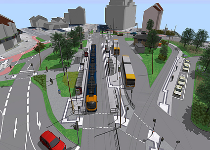 Visualisierung der künftigen Haltestelle Karlsplatz