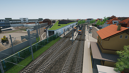 Visualisierung der künftigen Haltestelle Käfertal Bahnhof